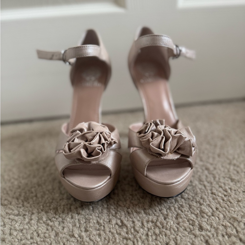 Elegant Women's Peep-Toe Heels with Floral Accent